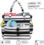 LEDAOU Large Beach Tote Bag Women Waterproof Sandproof Zipper Beach Tote Bag - Image 9