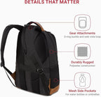 SwissGear 5505 Cecil 16” Laptop Backpack Black Canvas/Brown – Daily Laptop Bag - Image 3