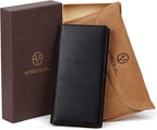 VISOUL Mens Leather Long Bifold Checkbook Wallets - Image 7