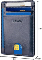 Buffway Slim Minimalist Front Pocket RFID Blocking Leather Wallets - Image 8