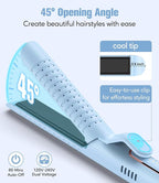 Farery Chill Set Soft-Air Curling Iron: Gentle Soft Air for Quick Styling & Long-Lasting Curls, Lock in Style with Cooling Air Vents, 2-in-1 Hair Straightener & Curler with Upgraded Long Barrel, Blue