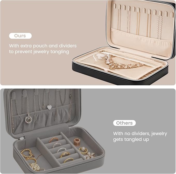 Lolalet Travel Jewelry Case for Women, Travel Jewelry Organizer Box - Image 4