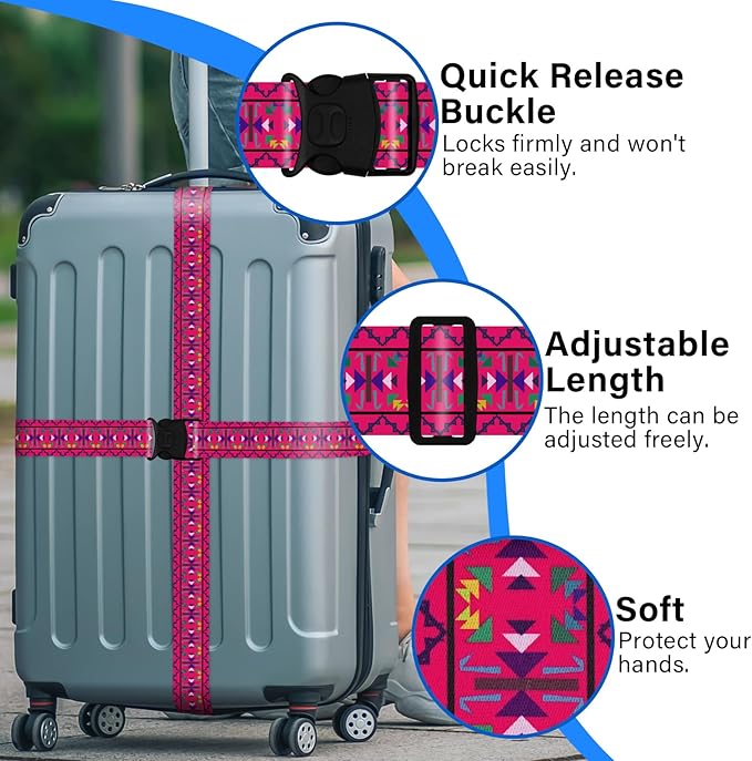 2 Pack Luggage Straps for Suitcases, Adjustable Travel Belt - Image 4