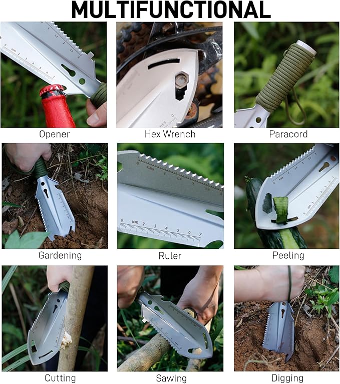 Small Camping Shovel, 9 in 1 Mini Hand Shovel, Portable Backpacking Trowel - Image 4