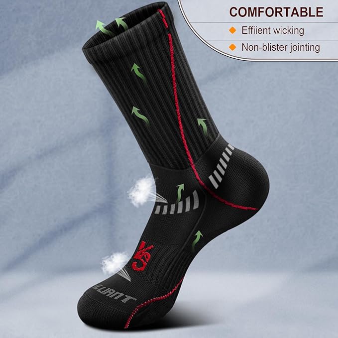 BULLIANT Compression Socks for Men 6Pairs, Athletic Crew Socks Cushioned For - Image 5