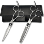 Apex 6" Complete Set of Hair Cutting Shears Includes a 6" Cutting Scissors and a 6" Thinning Shear with a Leather Case - 440C Stainless Steel - Designed by Saki Shears