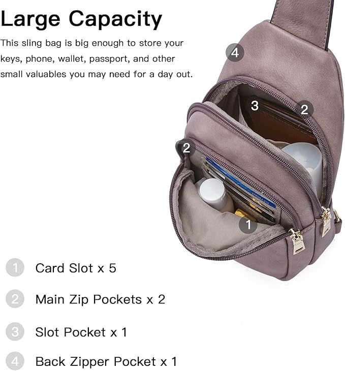 Telena Small Sling Bag for Women Leather Crossbody Fanny Packs Chest Bag for - Image 3
