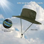 Sun Hat for Men/Women, UPF 50+ Fishing Hat, Waterproof Wide Brim Bucket Hat - Image 2