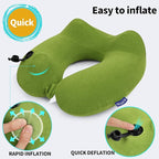 Inflatable Travel Neck Pillow for Airplane, Head Support Velvet Adult Neck - Image 3