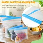 10 Pack Reusable Silicone Food Storage Bags, Leakproof Dishwasher Safe Reusable - Image 7