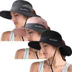 ZOORON Women's Ponytail Safari Sun Hat, Wide Brim UV Protection Outdoor Bucket by ZOORON