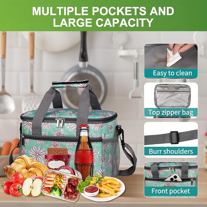 iknoe Large Foldable Cooler Bag, 8.5L Insulated Lunch Bag, Leakproof Lunch - Image 5