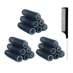 18PCS Self Grip Small Hair Curlers Heatless Roller Hair Curlers Pro Salon Hairdressing Curler DIY Curly Hairstyle Hair Rollers Tools Rat Tail Comb for Women Medium Short Hair(Black)
