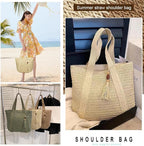 Straw Beach Bags for Women Woven Beach Tote Bag Casual Boho Large Shoulder - Image 5