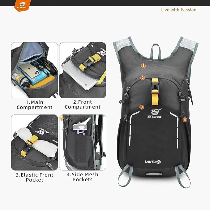 SKYSPER Small Hiking Backpack - 25L Travel Daypack Lightweight Bag Water - Image 2