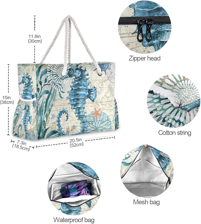senya Large Beach Bags Totes Canvas Tote Shoulder Bag Soft Wave Water Resistant - Image 4
