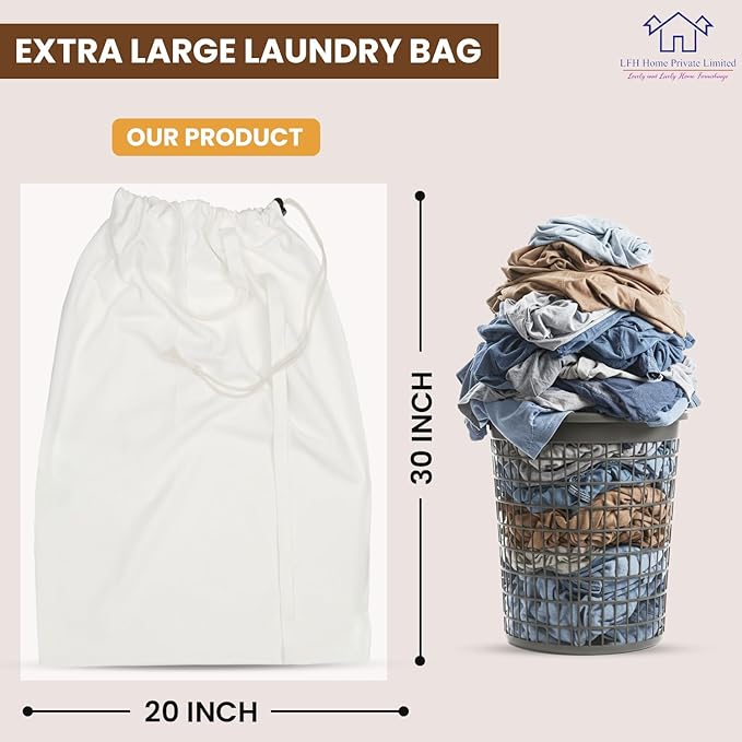 LFH Home Cotton Canvas Large Laundry Bag - Image 2