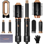 6 in ONE Blow Dryer Brush, Curling Wand Hair Styling Tools Set, Ionic Hot Air Hair Dryer, Massage Oval Hair Dryer, Left&Right Hair Curlers 100-120V