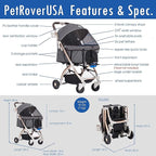 HPZ-PR America Pet Rover Lite Premium Light-Weight Dog/Cat/Pet Stroller Travel - Image 7