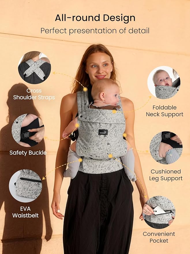 GROWNSY Baby Carrier Newborns to Toddlers, Ergonomic Baby Toddler Carrier Wraps - Image 5