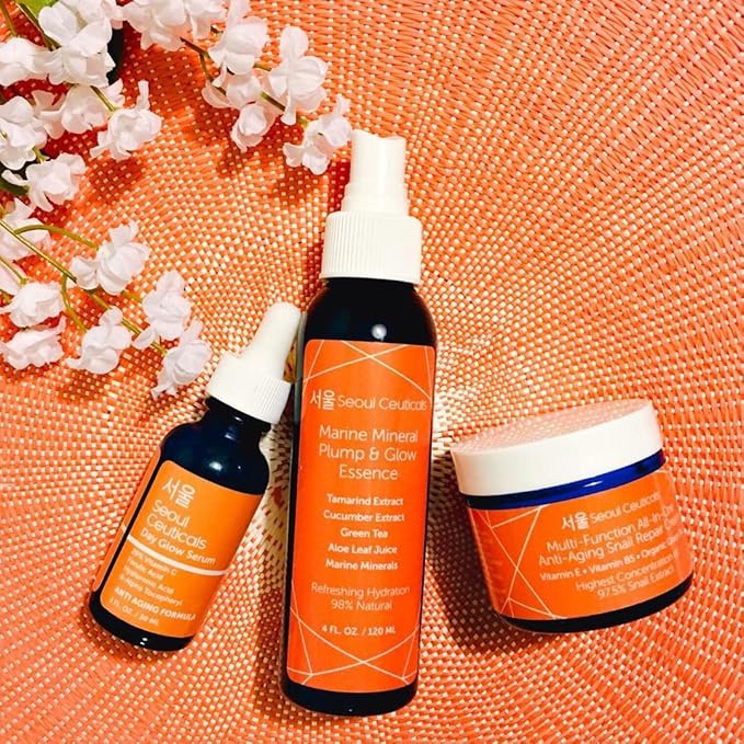 SeoulCeuticals Korean Skin Care 20% Vitamin C Hyaluronic Acid Serum + CE Ferulic Acid - Potent Anti Aging, Anti Wrinkle Korean Beauty 1oz (Pack of 2)