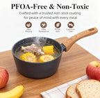 Nonstick Cookware Set, 2-Piece Non-Toxic Coated 10.25 Inch Frying Pan & Saucepan - Image 3