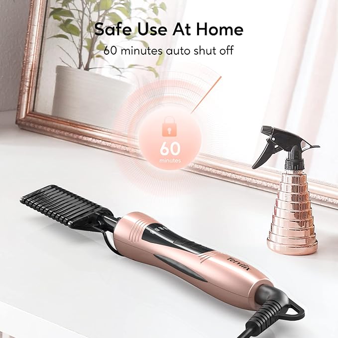Terviiix Electric Hot Comb for Lace Front Wigs, Pressing Combs for Black Women Hair, Anti-Scald Straightening Comb with Keratin & Argan Oil Infused Teeth, Temperatures Adjustable, 60 Min Auto Shut Off