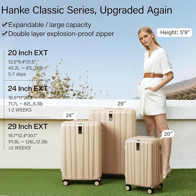 Hanke Expandable Hard Shell Luggage Sets 2 piece Carry on Luggage - Image 2