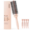 AIMIKE Round Brush for Blow out, Rose Luxe Extra-Long Round Hair Brush Ionic & Nano Thermal Ceramic Tech, for Blow Drying & Styling Volumizing Thick Long Hair, with 4 Clips (Barrel 1.7", Bristle 2.5")