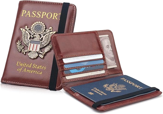 RFID Passport Holder Wallet for Women Men Travel, Leather US Passport Cover Case - Image 7