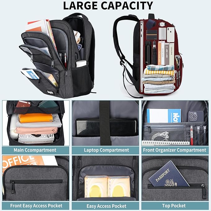 Backpck for Men Women, School Backpack for Boys Teens, 15.6 inch Laptop Back - Image 2
