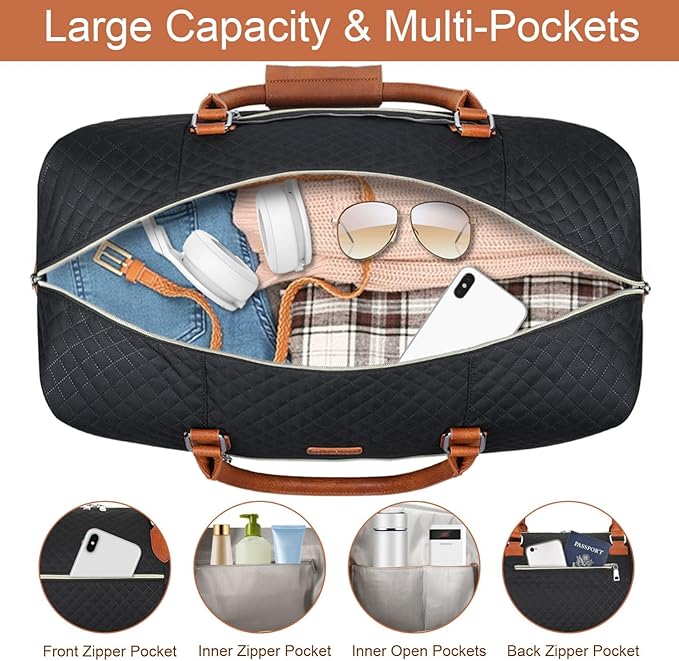 Weekender Bag for Women, Travel Duffel Bag Carry On Overnight Bag - Image 4