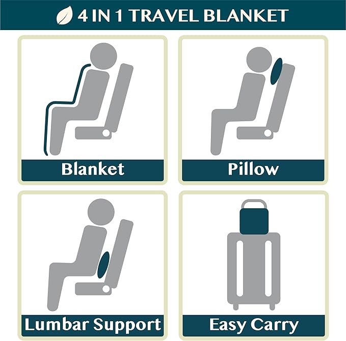 PAVILIA Travel Blanket and Pillow, Arms Opening Airplane Blankets - Image 8