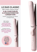 L'ANGE HAIR Le Duo Grande 360° Airflow 2 in 1 Straightener and Curler | 1 Inch Curling Wand & Titanium Flat Iron with 5.3" Plates | Hair Straightener & Curler for Long Hair (Blush)
