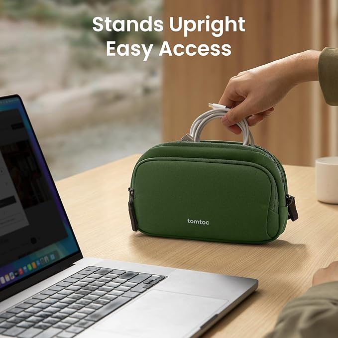 tomtoc Electronic Organizer Travel Case, Water Resistant Dual Compartment Tech - Image 3