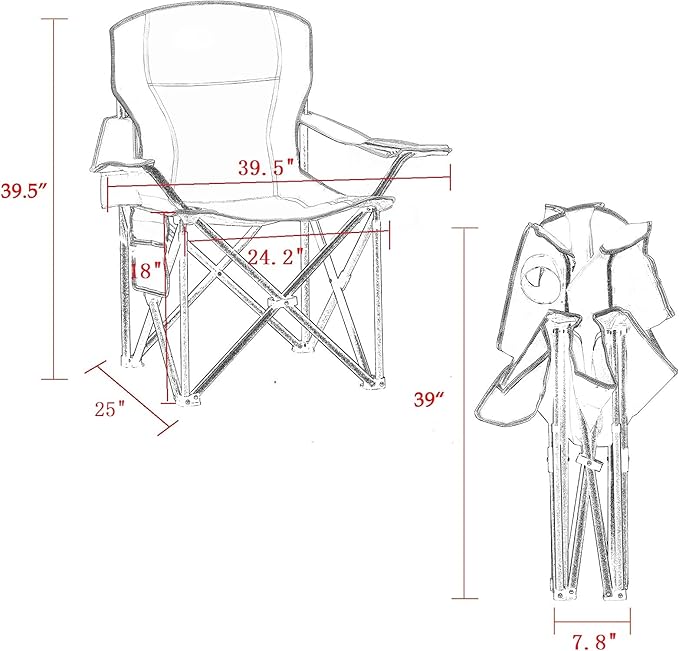 Mesh Folding Camping Chairs for Adults, Oversized Portable Outdoor Chairs - Image 3