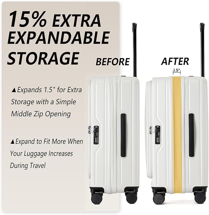 26 Inch Top Opening Checked Travel Luggage Expandable - Image 3