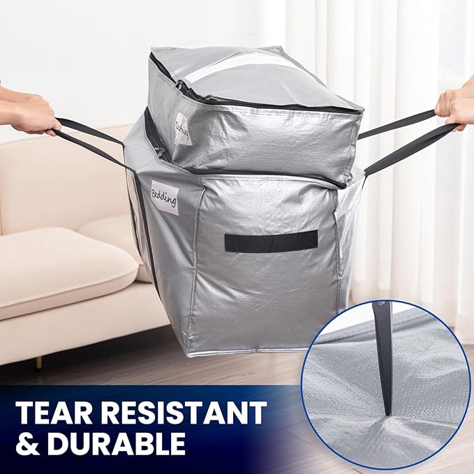 TAILI 2 Tier Extra Large Moving Bags, 4 Pack Silver Heavy Duty Totes - Image 5