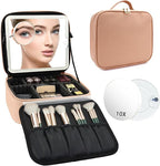 Travel Makeup Bag with LED Mirror and 10x magnifying glass with 3 Lighted - Image 9