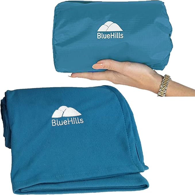BlueHills Ultra Compact Travel Blanket in Portable Case Premium Soft Large by BlueHills
