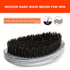 Curved Wave Brush for Men 360, Medium Hard Palm Hair Brushes with Boar Bristles for Black Hair Wavers to Creating 360 Waves (Grey)