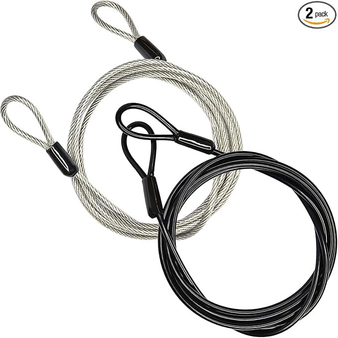 3mm 200CM/6.6ft Long Outdoor Travel Security Cable Lock, Braided Steel Coated by GOMRQING