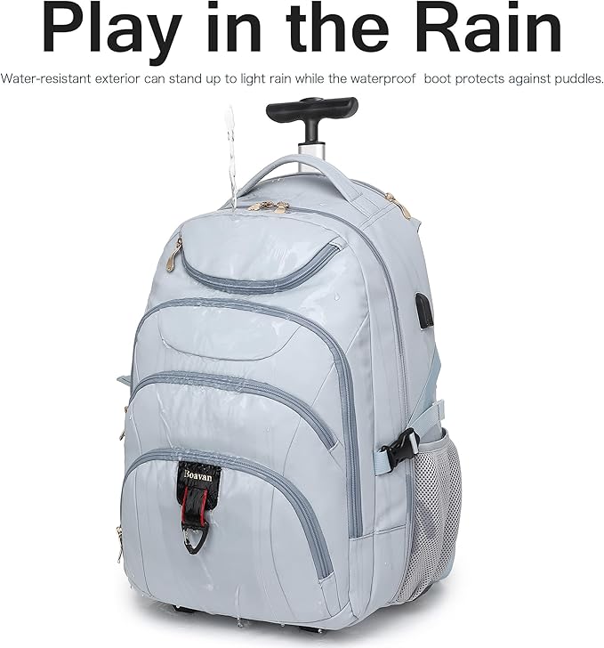 Boavan Rolling Backpack for Women, 17.3 Inch Wheeled Laptop Backpack, Large - Image 5