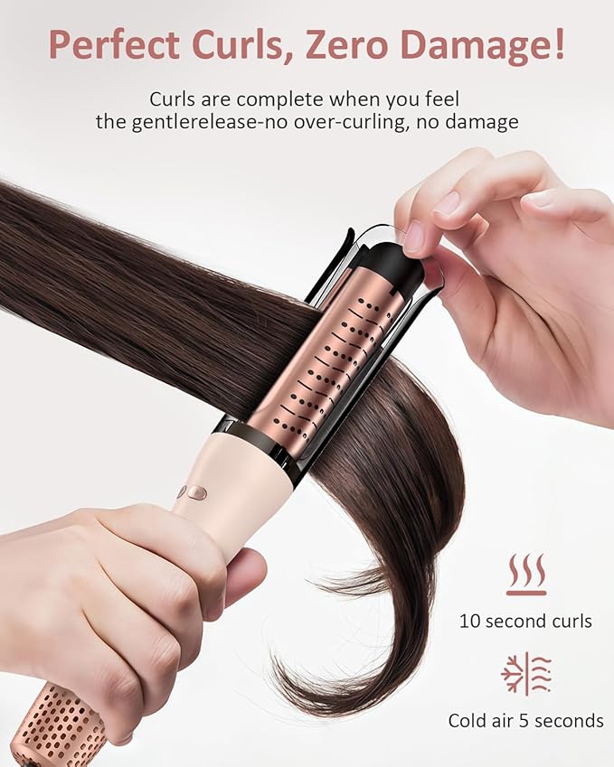 Automatic Curling Iron, Auto Hair Curler with 4 Temperature & 3 Timer Portable Hair Curler Automatic Shut-Off, Anti-Scald, Anti-Tangle 500 Million Ionic Rotating Curling Wand for Hair Styling