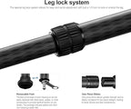 Leofoto LS-324CX+LH-40LR Travel Tripod, Ranger Series, Carbon Fiber, 4 Leg - Image 6