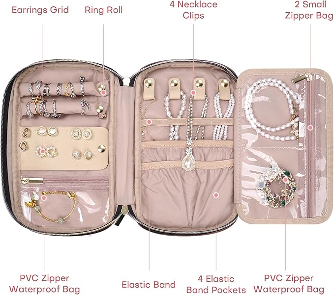 Jewelry Travel Case Organizer for Necklaces, Soft Sided - Image 3
