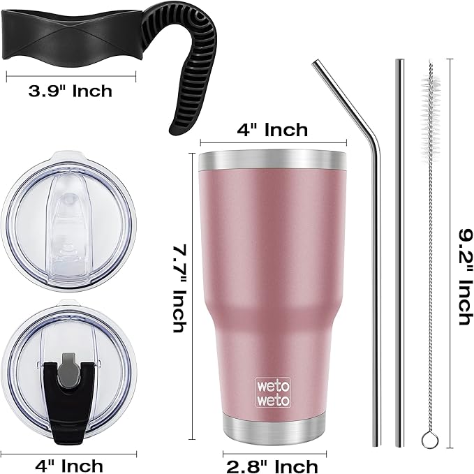 WETOWETO 30 oz Tumbler Stainless Steel Vacuum Insulated Coffee Cup - Image 3