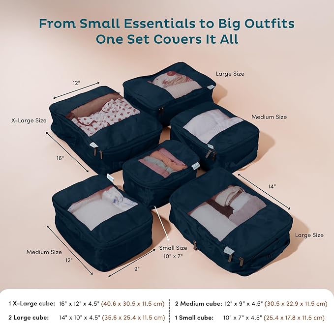 6-Pack Compression Packing Cubes Travel Essentials - Image 4