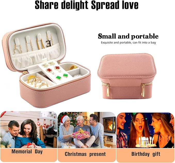 Small Jewelry Travel Case For Womens Small Rectangle PU Leather Jewelry Box - Image 6