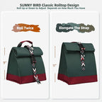 SUNNY BIRD Insulated Lunch Bag Rolltop Lunch Box Tote Bag - Image 3